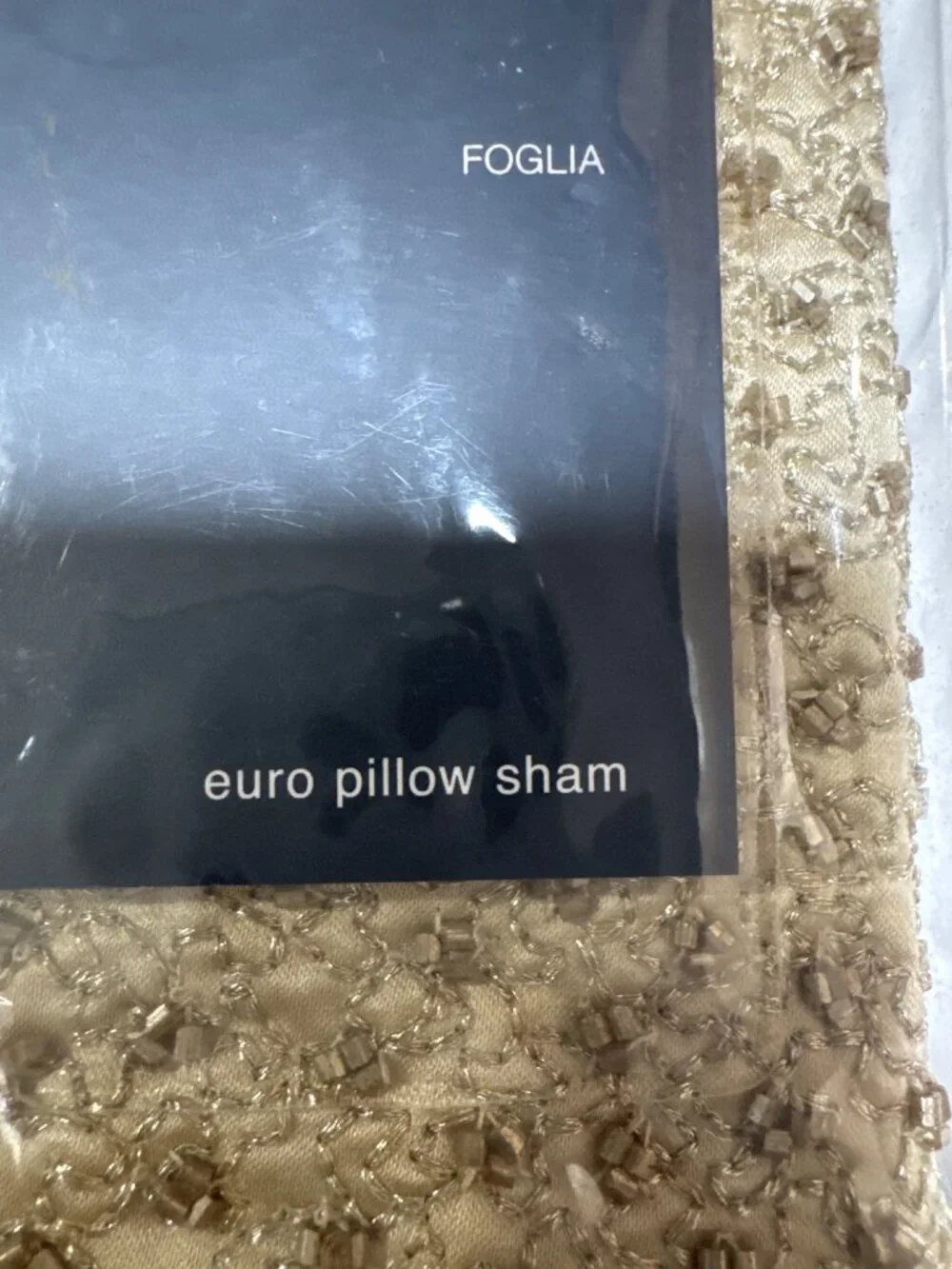 NWT Hudson Park Collection Foglia Pillow Sham Gold Size Euro